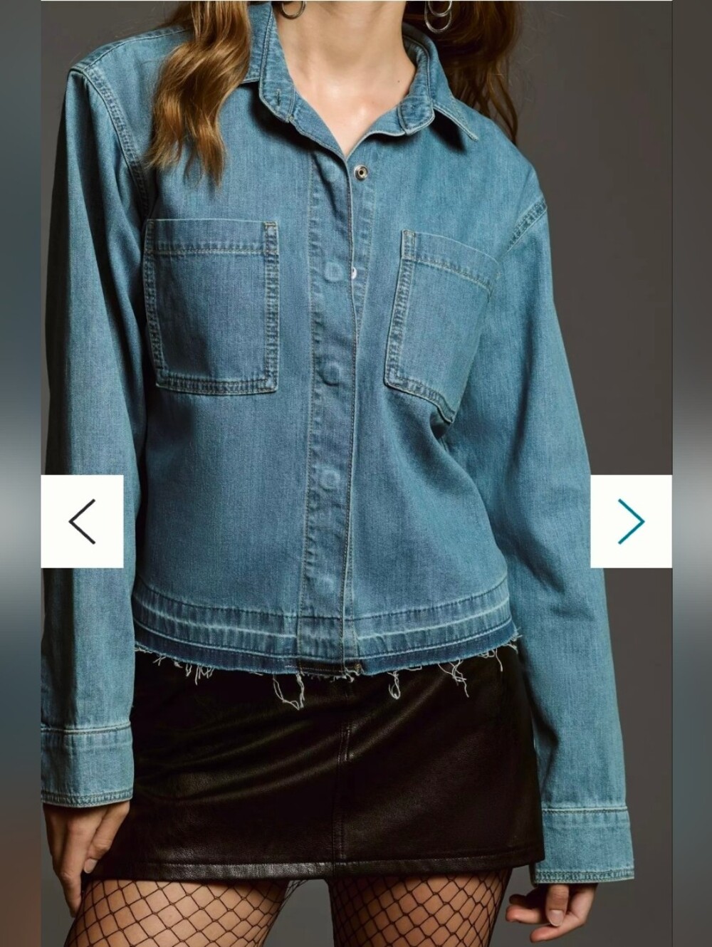 NWT/ Pilcro Long-Sleeve Let Down Hem Denim Buttondown Shirt Large